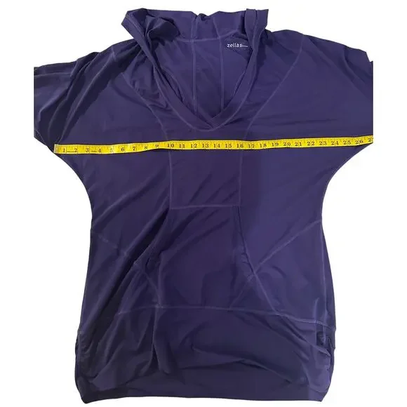 Zella Purple Long Sleeve V-Neck Hooded Tunic XL - Picture 9 of 10